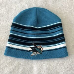 San Jose Sharks Teal & Black Stripe Beanie